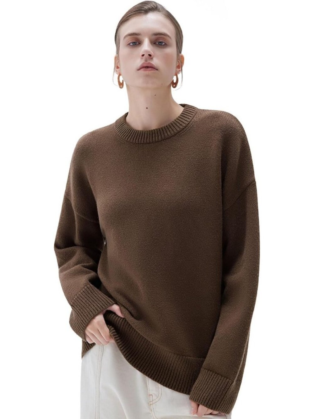 Cozy Cashmere Blend Oversized Sweater | Long Sleeve Pullover Top for Women